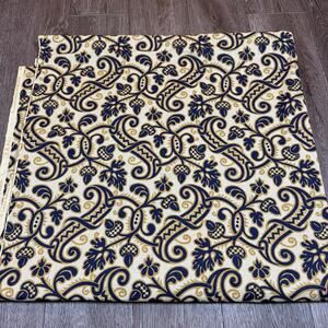 Vintage Laura Ashley Floral Cotton Fabric Blue Yellow 5.1 Yards Continuous